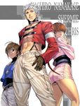  2boys abs ass brown_hair character_name chris_(kof) hair_over_eyes homare_(fool's_art) legs microskirt multiple_boys nanakase_yashiro pencil_skirt ponytail shermie side_slit skirt suspenders the_king_of_fighters thighs white_hair white_skirt 