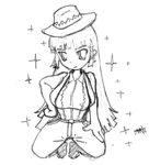  arad_senki dnf dungeon_and_fighter hat lowres michele_monaghan michelle_monahun monochrome suspenders 