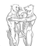 balls bear canine dog duo erection furronika gay greyscale male mammal monochrome muscles penis 
