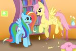  book equine female flower fluttershy_(mlp) friendship_is_magic horse my_little_pony paint pegasus pony prank rainbow_dash_(mlp) wings 