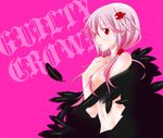  aoisorawa bad_id bad_pixiv_id black_feathers blush feathers gradient_hair guilty_crown hair_ornament hairclip hand_on_own_chest long_hair multicolored_hair navel nude pink_hair red_eyes solo twintails white_hair yuzuriha_inori 