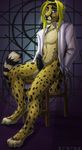  blonde_hair blue_eyes cheetah feline hair kyma male mammal penis precum sitting solo syphon 