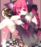  animal_ears bad_id bad_pixiv_id bow braid breasts cat_ears cat_tail fork hair_bow kaenbyou_rin long_hair mihatarou multiple_tails no_bra red_eyes red_hair sideboob sitting small_breasts solo tail touhou twin_braids 