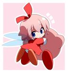  :o blue_eyes blush_stickers bow chibi dress fairy from_behind hair_bow kirby kirby_(series) kirby_64 looking_back oka_(bananashoe) pink_hair ribbon_(kirby) short_hair wings 