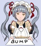  drawfag english head_bump imageboard_colors long_hair maid maid_headdress maria_holic shinouji_matsurika sign silver_hair solo twintails yellow_eyes 