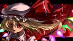  blonde_hair colored_eyelashes flandre_scarlet flower hat highres karlwolf petals red_eyes rose solo touhou upper_body wings 