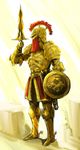  armor full_armor gauntlets greaves helmet hirokazu knight pixiv_fantasia pixiv_fantasia_wizard_and_knight shield solo sword weapon 
