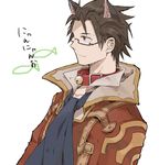  alvin_(tales) animal_ears bad_id bad_pixiv_id bespectacled brown_eyes brown_hair cat_ears coat collar cravat dokkoi_shouichi extra_ears glasses kemonomimi_mode male_focus smile solo tales_of_(series) tales_of_xillia 