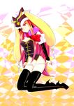  aburahana boots breasts corset detached_sleeves hat long_hair long_legs mawaru_penguindrum medium_breasts multicolored_hair panties pink_eyes princess_of_the_crystal solo takakura_himari thigh_boots thighhighs underwear very_long_hair white_panties 