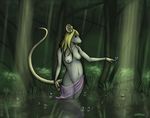  arthropod blonde_hair breasts butterfly cloth covering female flower fur grey_fur hair insect long_hair mammal navel nipples nude outside rat rodent rose smile solo standing swamp translucent tree unimpressive water wood 