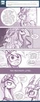  alicorn blush comic dialog dialogue duo equine female feral friendship_is_magic hair horn john_joseco lesbian long_hair mammal monochrome my_little_pony open_mouth pegacorn pegasus princess_celestia_(mlp) rainbow_dash_(mlp) text tiara tumblr winged_unicorn wings 