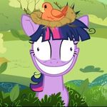  avian bird bush cuckoo derp equine female friendship_is_magic horn horse leaves manic_smile mental_breakdown multi-colored_hair my_little_pony nest pony purple_body small_pupils twilight_sparkle_(mlp) unicorn 