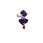  animated animated_gif black_hair black_skirt chibi fighting_stance full_body geta hat idle_animation lowres pixel_art red_eyes shameimaru_aya short_hair skirt solo tokin_hat touhou transparent_background 