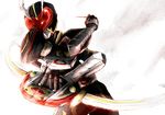  bad_id bad_pixiv_id bow_(weapon) card haigin holding holding_card kamen_rider kamen_rider_blade_(series) kamen_rider_chalice male_focus solo weapon 