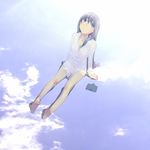  bad_id bad_pixiv_id barefoot black_hair blue_eyes book bottomless looking_up nimirom no_pants original sitting soles solo 