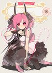  bad_id bad_pixiv_id bell black_sclera dagger hands highres horn kaninn pink_eyes pink_hair pixiv_fantasia pixiv_fantasia_wizard_and_knight solo thighhighs twintails weapon 