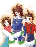  anna_irving brown_hair family kratos_aurion lloyd_irving short_hair simple_background smile tales_of_(series) tales_of_symphonia 
