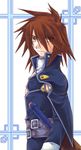  1boy brown_eyes brown_hair kratos_aurion male male_focus short_hair simple_background solo tales_of_(series) tales_of_symphonia 