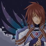  1boy eyes_closed fingerless_gloves gloves kratos_aurion male male_focus oekaki short_hair solo tales_of_(series) tales_of_symphonia wings 