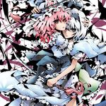  bad_id bad_pixiv_id dain hat konpaku_youmu multiple_girls saigyouji_yuyuko short_hair silver_hair sword touhou weapon 