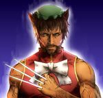  brown_hair chen chen_(cosplay) claws cosplay crossover marvel mitsuki_yuuya muscle parody short_hair solo touhou wolverine x-men 