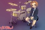  atsuki bad_id bad_pixiv_id blazer brown_hair drum drumsticks highres instrument jacket k-on! loafers school_uniform shoes socks solo tainaka_ritsu white_legwear yellow_eyes 