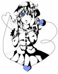  bad_id bad_pixiv_id blue_flower blue_rose eyeball flower hat hat_ribbon heart heart_of_string komeiji_koishi midoridama monochrome open_mouth ribbon rose solo spot_color touhou 