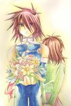  anna_irving bouquet couple flower kratos_aurion red_hair redhead short_hair simple_background tales_of_(series) tales_of_symphonia 