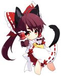  animal_ears cat_ears cat_tail chibi hakurei_reimu kemonomimi_mode kiri_futoshi lowres ribbon solo tail touhou 