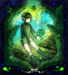  bad_id bad_pixiv_id boots coin endou_yuu fairy gem green green_footwear green_hair green_hairband hairband medallion pointy_ears ribbon saria short_hair shorts smile solo the_legend_of_zelda the_legend_of_zelda:_ocarina_of_time tree 