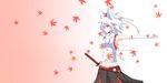  animal_ears bad_id bad_pixiv_id breasts detached_sleeves groin hat highres inubashiri_momiji leaf medium_breasts navel red_eyes short_hair sideboob silver_hair solo sword tokin_hat touhou weapon wolf_ears yuaya 