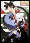  1girl egasumi feet heterochromia katana katanagatari mizuki_makoto sandals sword thighhighs toeless_legwear togame weapon yasuri_shichika 