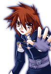  brown_hair gradient gradient_background kratos_aurion lowres male male_focus short_hair simple_background solo tales_of_(series) tales_of_symphonia white_background 