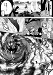  comic greyscale kagiyama_hina monochrome multiple_girls spinning tatara_kogasa touhou translated warugaki_(sk-ii) 