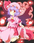  fang purple_hair red_eyes remilia_scarlet solo touhou wings zawameki 