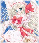  angel_wings aqua_eyes bad_id bad_pixiv_id blonde_hair capelet colored_pencil_(medium) dress frills hat lily_white makimakiringo50 marker_(medium) open_mouth pastel_(medium) petals ribbon smile solo touhou traditional_media wings 