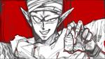  dragon_ball dragonball dragonball_z grin killer_smile monochrome piccolo pointy_ears smile turban 