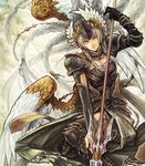  absurdres armor bad_id bad_pixiv_id copyright_request highres polearm shinomaru solo spear weapon white_hair wings 
