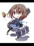  bag blush_stickers brown_eyes brown_hair bug butterfly chibi guitar_case gumitaroo highres hirasawa_yui insect instrument_case k-on! pantyhose school_uniform short_hair solo 