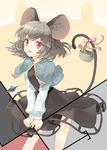  animal_ears basket cuteg grey_hair jewelry mouse mouse_ears mouse_tail nazrin pendant red_eyes short_hair solo tail touhou 