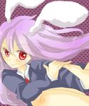  animal_ears bunny_ears purple_hair red_eyes reisen_udongein_inaba solo touhou zawameki 