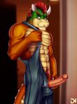  abs balls biceps big_muscles big_penis bowser broken_horn clothing dinosaur dream_and_nightmare dreamandnightmare erection fangs green_skin horn king koopa looking_at_viewer male mario_bros masturbation mohawk muscles nintendo nipples nude overalls pants penis pubes pubic_hair red_eyes reptile royalty scales scalie shax_koopa solo spikes turtle undressing video_games 