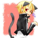  animal_ears blonde_hair cat_ears cat_tail fang fate/stay_night fate_(series) gilgamesh haine_(howling) male_focus paw_pose red_eyes solo tail 