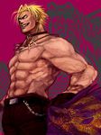  blonde_hair collar dragon king_of_fighters male male_focus muscle shen_woo smile snk tattoo 