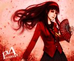  amagi_yukiko bad_deviantart_id bad_id black_hair black_skirt fan folding_fan hairband long_hair medium_skirt necktie persona persona_4 red skirt solo sweater tetsu_(aurvandil) 