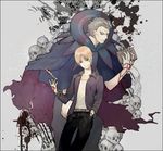  bad_id bad_pixiv_id book caster_(fate/zero) command_spell fate/zero fate_(series) knife male_focus mtmt_mtmt multiple_boys red_hair skull uryuu_ryuunosuke 