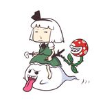  boo bow green_skirt hair_bow katana konpaku_youmu lace lace-trimmed_skirt mario_(series) medium_skirt neko_majin parody piranha_plant ribbon short_hair silver_hair skirt super_mario_bros. sword touhou weapon 