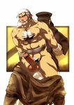  bara censored facial_hair highres male male_focus muscle mustache open_mouth penis scar white_hair yaoi yellow_eyes 