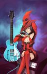  amplifier bad_deviantart_id bad_id bare_shoulders black_hair blue_eyes boots breasts cleavage electric_guitar fingerless_gloves gloves guilty_gear guitar hat highres i-no instrument large_breasts leather mole mole_above_mouth o-ring o-ring_top red_hat red_legwear short_hair solo tetsu_(aurvandil) thigh_boots thighhighs whammy_bar witch_hat 