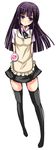  aosi_(wasabiranzy) arms_behind_back bad_id bad_pixiv_id badge head_tilt highres long_hair looking_at_viewer purple_eyes purple_hair simple_background solo standing thighhighs tsurime waitress working!! yamada_aoi zettai_ryouiki 